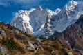 Mount kumbhakarna ( Jannu Base Camp ) in the himalayas of Nepal seen from Khambachen, Taplejung