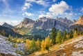 Mount Lagazuoi, Falyarego path, Dolomites Royalty Free Stock Photo