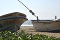 Mount Lavinia Beach. Colombo, Sri Lanka. 05th March 2016. Two Fishing Boat On beach. Fishing village. Royalty Free Stock Photo