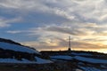 Mount Lebanon. Big cross of Faraya before dusk sky