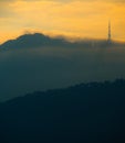 Mount Ledang during sunrise in Asahan, Melaka, Malaysia. Royalty Free Stock Photo