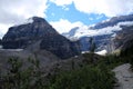 Mount Lefroy and Mount Victoria as seen from the Plain of the Six Glaciers hiking trail near Lake Louise Royalty Free Stock Photo