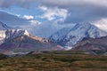 Mount Lenin seen from Basecamp in Kyrgyzstan taken in August 2018 Royalty Free Stock Photo