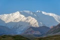 Mount Lenin seen from Basecamp in Kyrgyzstan taken in August 2018 Royalty Free Stock Photo