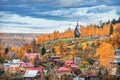 Mount Levitan  in Plyos and  houses Royalty Free Stock Photo