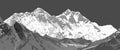 Mount Lhotse and Nuptse south rock face and Mt Everest Royalty Free Stock Photo