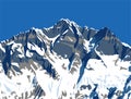 Mount Lhotse south rock face, vector illustration, Khumbu valley, Everest area, Nepal