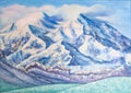 Mount mack kinley. with oil paints on canvas. Royalty Free Stock Photo