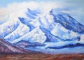 Mount mack kinley. with oil paints on canvas Royalty Free Stock Photo