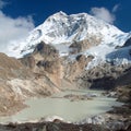 Mount Makalu and glacial lake, Nepal Himalayas mountains Royalty Free Stock Photo