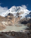 Mount Makalu and glacial lake, Nepal Himalayas mountains Royalty Free Stock Photo
