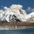 Mount Makalu and lake, Nepal Himalayas mountains Royalty Free Stock Photo