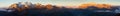 Mount Marmolada and mount Sella sunset panorama Royalty Free Stock Photo