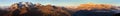 Mount Marmolada and mount Sella sunset panorama Royalty Free Stock Photo