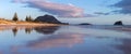 Mount Maunganui beach panorama with reflection, Tauranga, New Zealand Royalty Free Stock Photo
