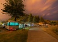 Caravans and campers near the base track access walkway