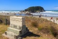 Mount Maunganui, New Zealand. Main beach and Moturiki Island