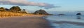 Mount Maunganui and Omanu beach panorama, Tauranga, New Zealand Royalty Free Stock Photo