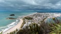 Mount Maunganui town panoramic view. Coast of Pacific Ocean. New Zealand Royalty Free Stock Photo