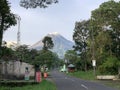 Mount Merapi from the village Cangkringan in its south Royalty Free Stock Photo