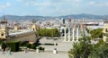 Mount Montjuic. View of Barcelona from the upper steps of the grand staircase of the National Palace. From the observation deck