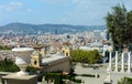 Mount Montjuic. View of Barcelona from the upper steps of the grand staircase of the National Palace. From the observation deck