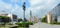 Mount Montjuic. View of Barcelona from the upper steps of the grand staircase of the National Palace. From the observation deck Royalty Free Stock Photo