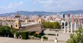 Mount Montjuic. View of Barcelona from the upper steps of the grand staircase of the National Palace. From the observation deck Royalty Free Stock Photo