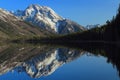 Grand Teton National Park, Rocky Mountains with Mount Moran reflected in Jenny Lake, Wyoming, USA Royalty Free Stock Photo