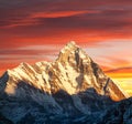 Mount Nanda Devi sunset view India Himalaya mountain Royalty Free Stock Photo