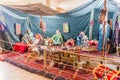 MOUNT NEBO, JORDAN - MARCH 21, 2017: Nomad tent model in La Storia Tourism Complex at the Mount Nebo mountai