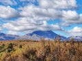 Mount Ngauruhoe active volcano and Mount Pukekaikiore in Tongariro National Park in New Zealand in the afternoon Royalty Free Stock Photo