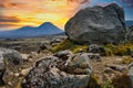 Vivid sunset above Mount Ngauruhoe in New Zealand, Mount Doom in The Lord of the Rings Royalty Free Stock Photo