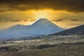 Vivid sunset above Mount Ngauruhoe, Mount Doom, in central North Island, New Zealand Royalty Free Stock Photo