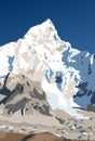 Mount Nuptse mountain vector illustration, Nepal Himalayas mountains