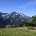 Mount Oldehore and Glacier 3000 summit station seen from Topfelsberg Royalty Free Stock Photo