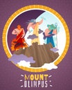 Mount Olimpus Cartoon Poster