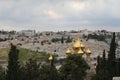 Panoramic view Mount of Olives, Orthodox Church of Mary Magdalene Jerusalem, Israel