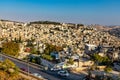 Mount of Olives with Siloam village over ancient City of David quarter in Jerusalem Old City in Israel Royalty Free Stock Photo