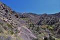 Mount Olympus Peak hiking trail views spring via Bonneville Shoreline, Wasatch Front Rocky Mountains, by Salt Lake City, Utah. Uni