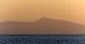 Mount Olympus in sunset in distance