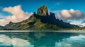 Mount Otemanu on Bora Bora French Polynesia. Generative AI