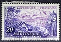 Mount Pele, Martinique, in vintage french stamp