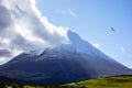 Mount Pico volcano with cloud touching summit Royalty Free Stock Photo