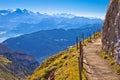 Mount Pilatus cliffs walkway with alpine peaks view