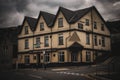 Mount Pleasant Hotel, Mountain Ash against the gray sky Royalty Free Stock Photo