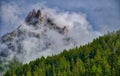 Mount Pollice shrouded in mist