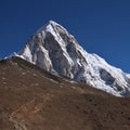 Mount Pumori and trail leading towards Kala Patthar Royalty Free Stock Photo