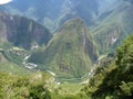 Mount putucusi at urubamba valley seen from machu picchu Royalty Free Stock Photo