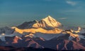 Mount Qomolangma sunrise in Himalaya mountains Royalty Free Stock Photo